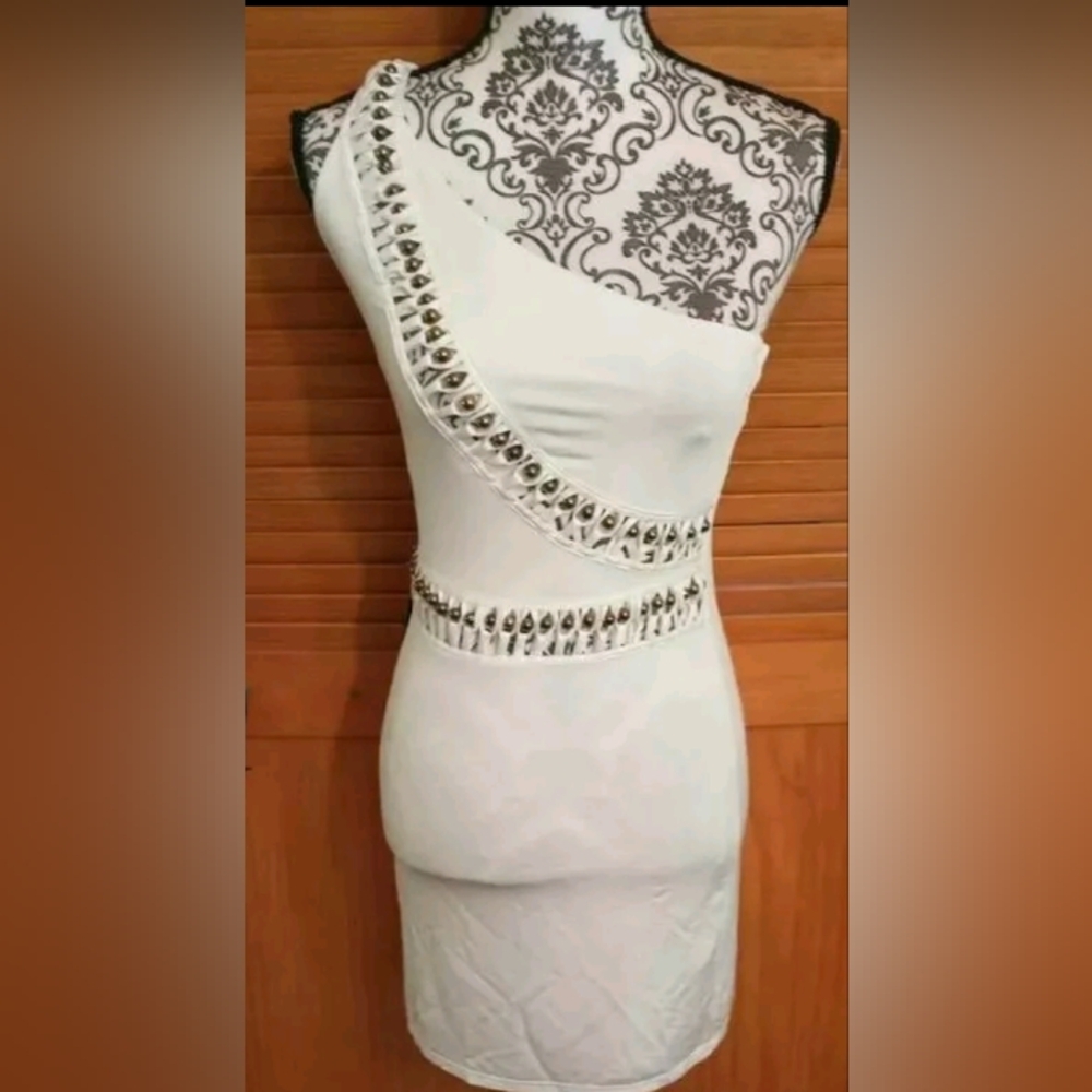Marciano Stretchy Mini One Shoulder Beaded Dress Women Small